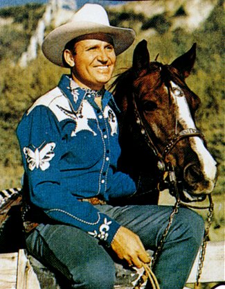 Gene Autry and his horse Champion, in a moment