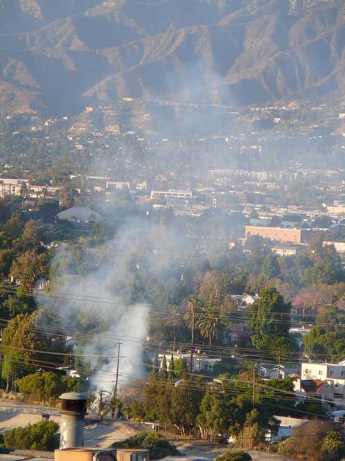 fire on edge of LA River, October 20