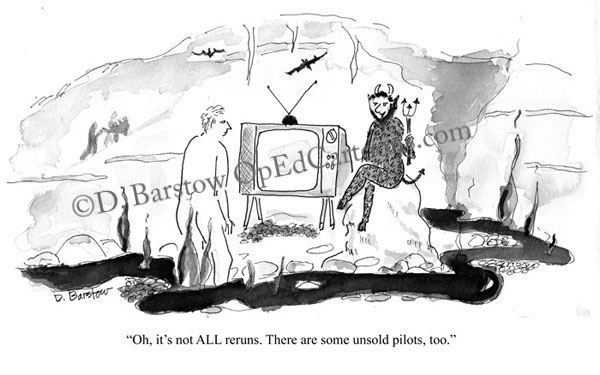cartoon tv set in hell